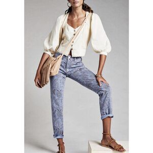 Pilcro Sz 31 Tall The Slim Boyfriend Jeans Blue Floral Print
